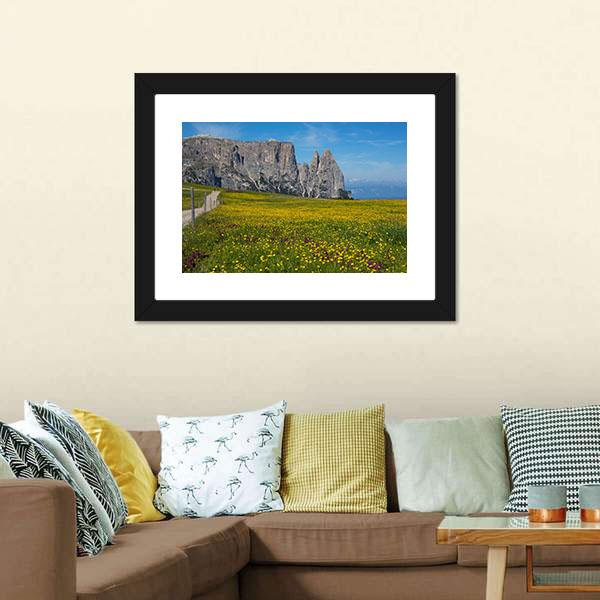 Alpe di Siusi In South Tyrol Canvas Wall Art-1 Piece-Framed Print-20" x 16"-Tiaracle