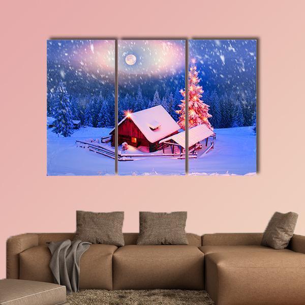 Alpine Fields In Winter Canvas Wall Art-3 Horizontal-Gallery Wrap-37" x 24"-Tiaracle