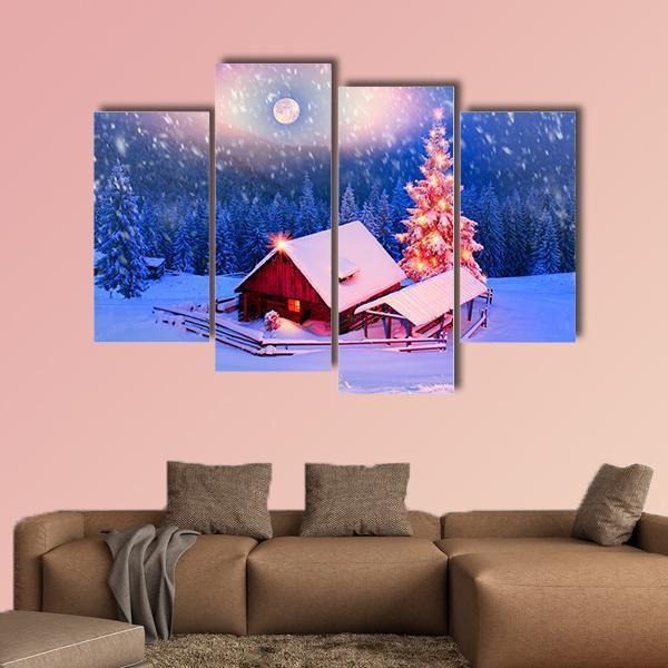 Alpine Fields In Winter Canvas Wall Art-4 Pop-Gallery Wrap-50" x 32"-Tiaracle