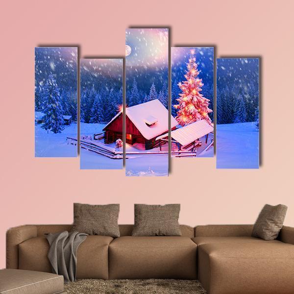 Alpine Fields In Winter Canvas Wall Art-5 Pop-Gallery Wrap-47" x 32"-Tiaracle