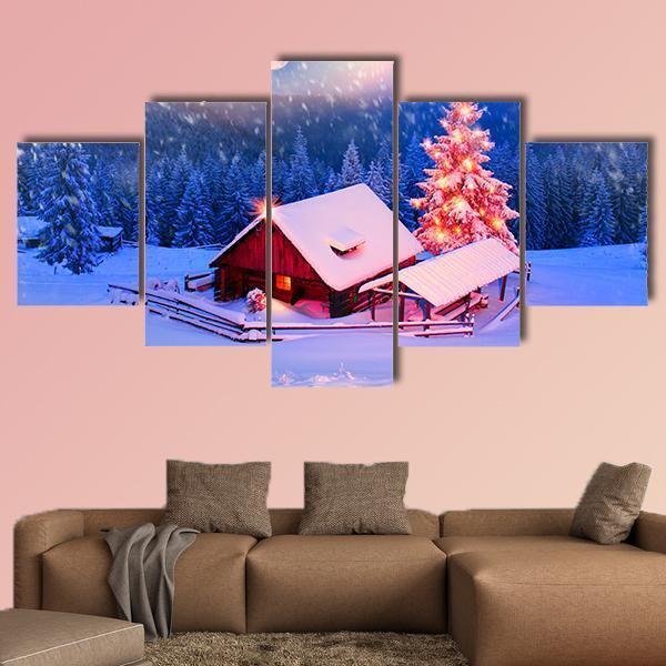 Alpine Fields In Winter Canvas Wall Art-5 Star-Gallery Wrap-62" x 32"-Tiaracle