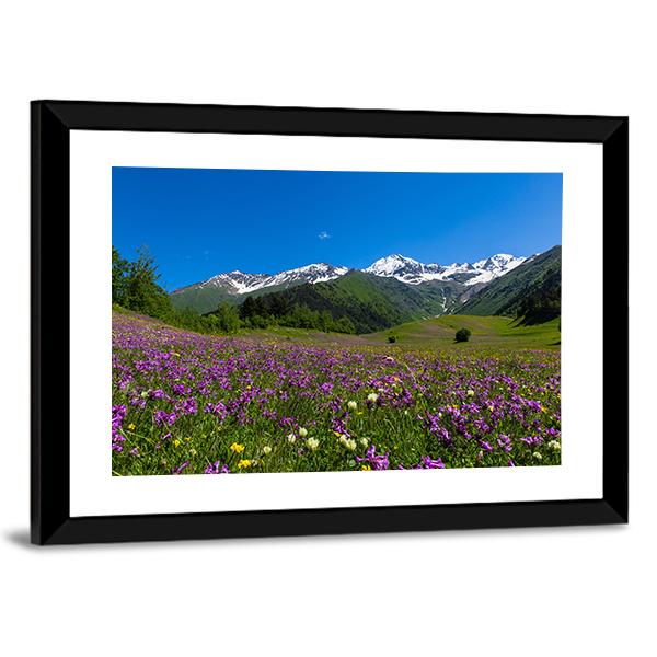 Alpine Fields With Purple Flowers Canvas Wall Art-3 Horizontal-Gallery Wrap-25" x 16"-Tiaracle