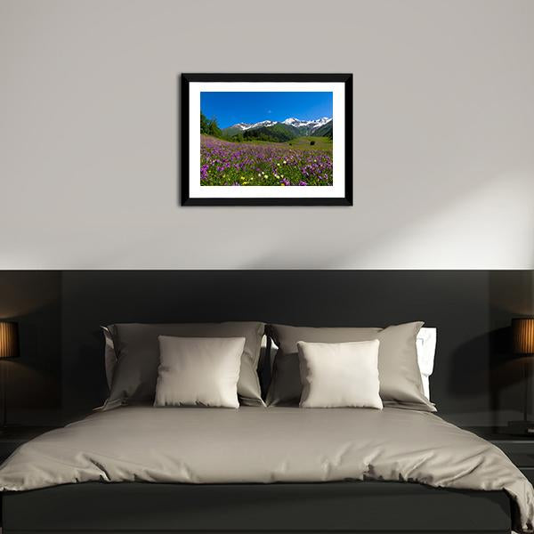 Alpine Fields With Purple Flowers Canvas Wall Art-3 Horizontal-Gallery Wrap-25" x 16"-Tiaracle