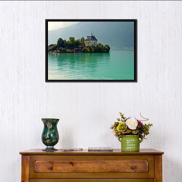 Alpine Lake Brienz Of Jungfrau Region Canvas Wall Art-1 Piece-Floating Frame-24" x 16"-Tiaracle