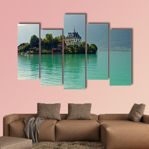 Alpine Lake Brienz Of Jungfrau Region Canvas Wall Art-5 Pop-Gallery Wrap-47" x 32"-Tiaracle