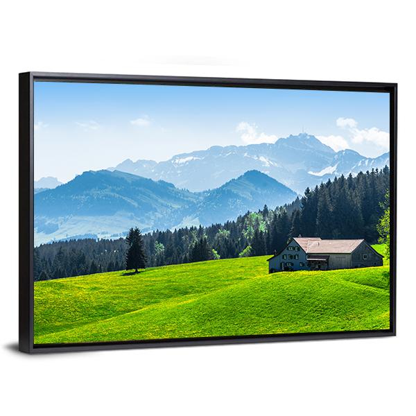 Alpine Landscape With Saentis Peak Canvas Wall Art-3 Horizontal-Gallery Wrap-25" x 16"-Tiaracle