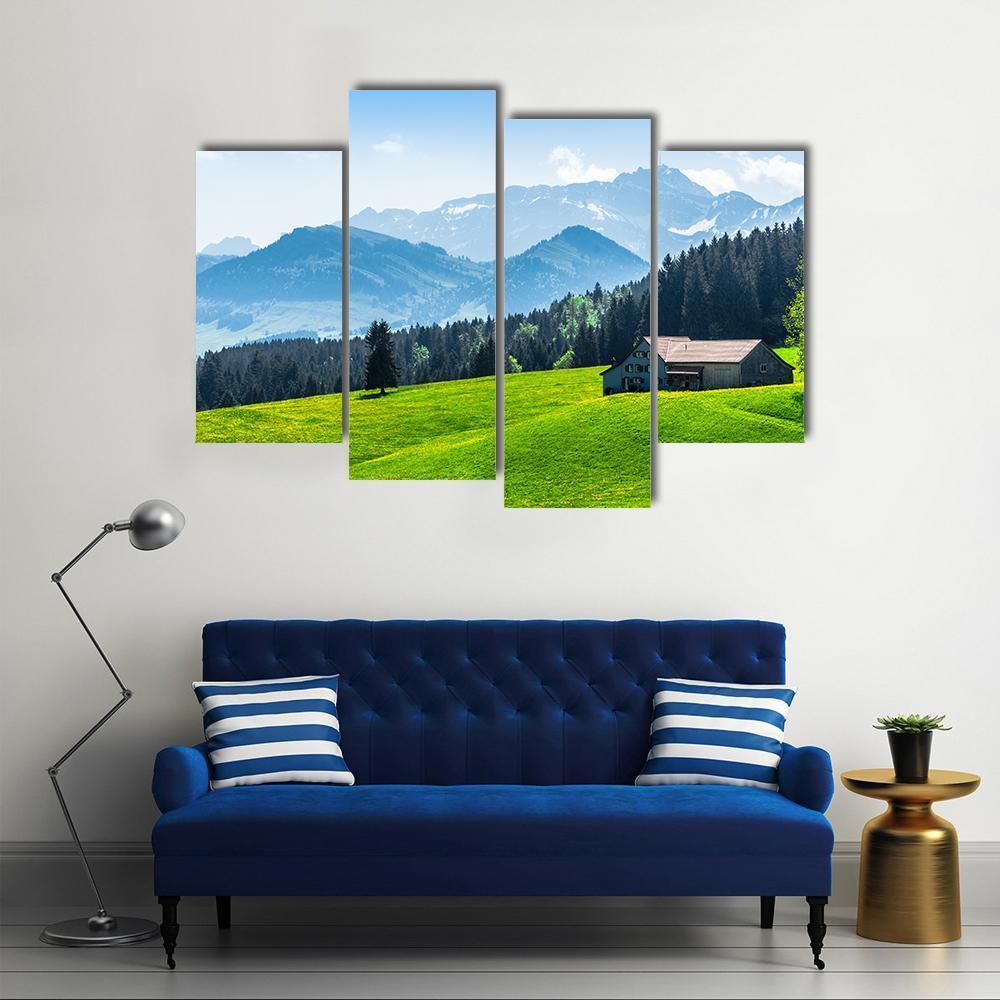 Alpine Landscape With Saentis Peak Canvas Wall Art-4 Pop-Gallery Wrap-50" x 32"-Tiaracle