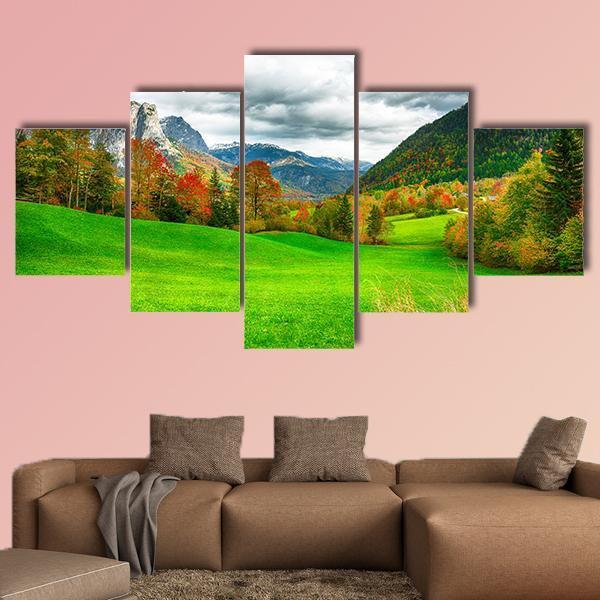 Alpine Meadows Austria Canvas Wall Art-5 Star-Gallery Wrap-62" x 32"-Tiaracle