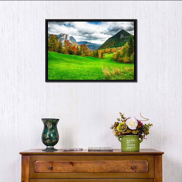 Alpine Meadows Austria Canvas Wall Art-1 Piece-Floating Frame-24" x 16"-Tiaracle