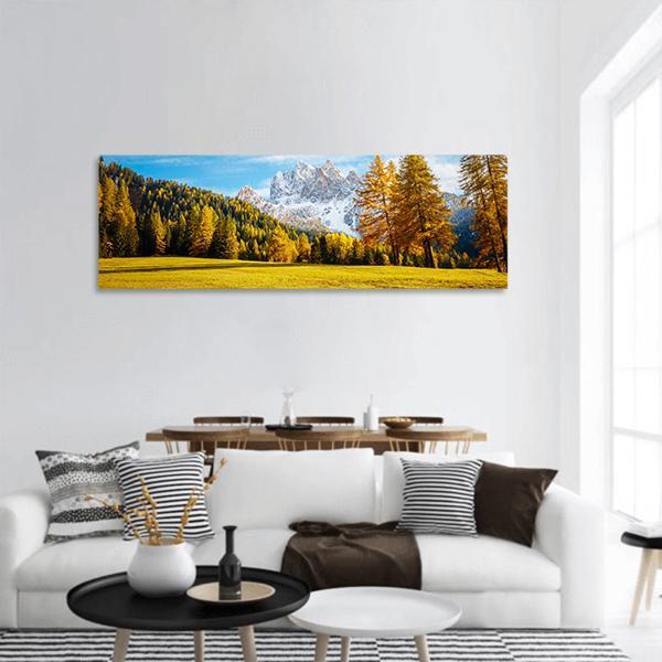 Alpine Peaks Of Durrenstein Panoramic Canvas Wall Art-3 Piece-25" x 08"-Tiaracle