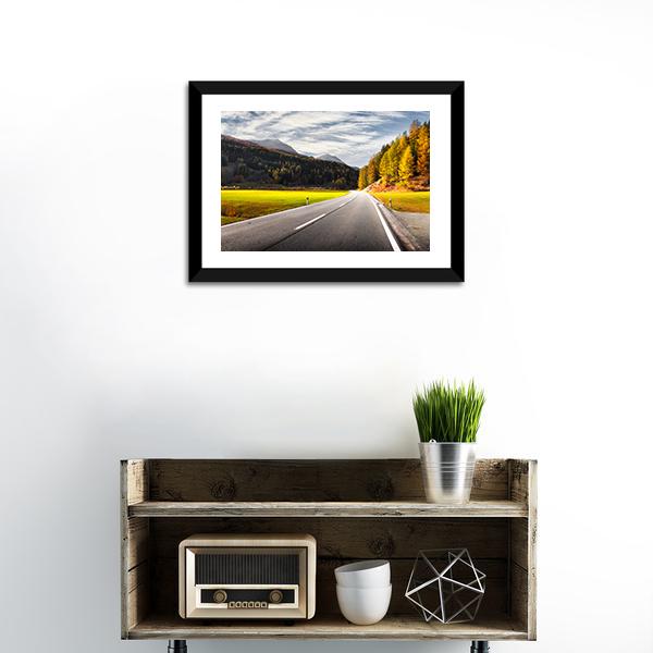 Alpine Road In Switzerland Canvas Wall Art-1 Piece-Framed Print-20" x 16"-Tiaracle