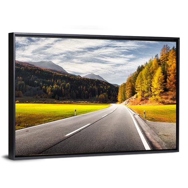 Alpine Road In Switzerland Canvas Wall Art-3 Horizontal-Gallery Wrap-25" x 16"-Tiaracle