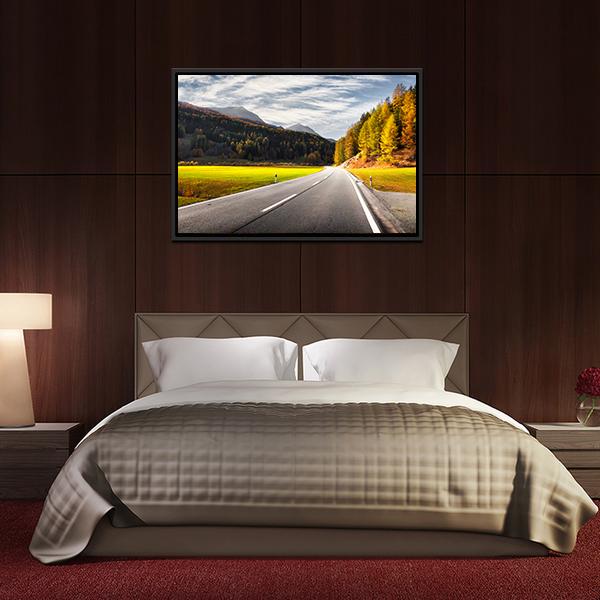 Alpine Road In Switzerland Canvas Wall Art-3 Horizontal-Gallery Wrap-25" x 16"-Tiaracle