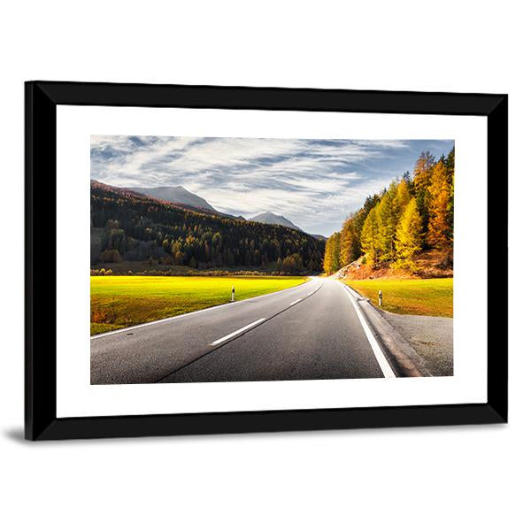 Alpine Road In Switzerland Canvas Wall Art-3 Horizontal-Gallery Wrap-25" x 16"-Tiaracle