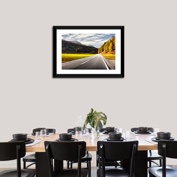 Alpine Road In Switzerland Canvas Wall Art-3 Horizontal-Gallery Wrap-25" x 16"-Tiaracle