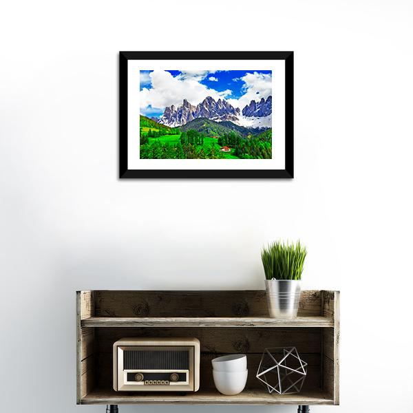 Alpine Scenery Dolomites In Italy Canvas Wall Art-1 Piece-Framed Print-30" x 20"-Tiaracle