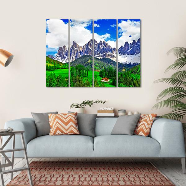 Alpine Scenery Dolomites In Italy Canvas Wall Art-4 Horizontal-Gallery Wrap-34" x 24"-Tiaracle