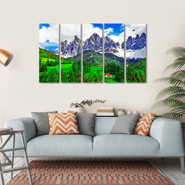Alpine Scenery Dolomites In Italy Canvas Wall Art-5 Horizontal-Gallery Wrap-22" x 12"-Tiaracle