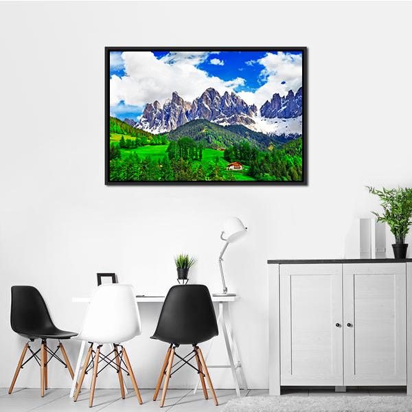 Alpine Scenery Dolomites In Italy Canvas Wall Art-5 Horizontal-Gallery Wrap-22" x 12"-Tiaracle