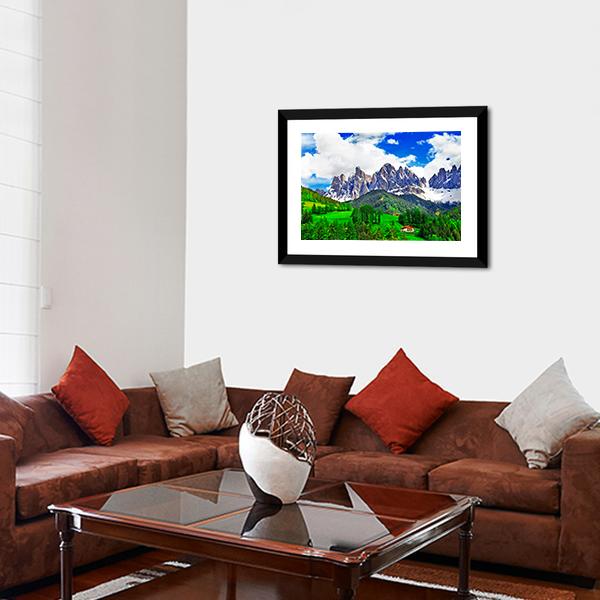 Alpine Scenery Dolomites In Italy Canvas Wall Art-5 Horizontal-Gallery Wrap-22" x 12"-Tiaracle