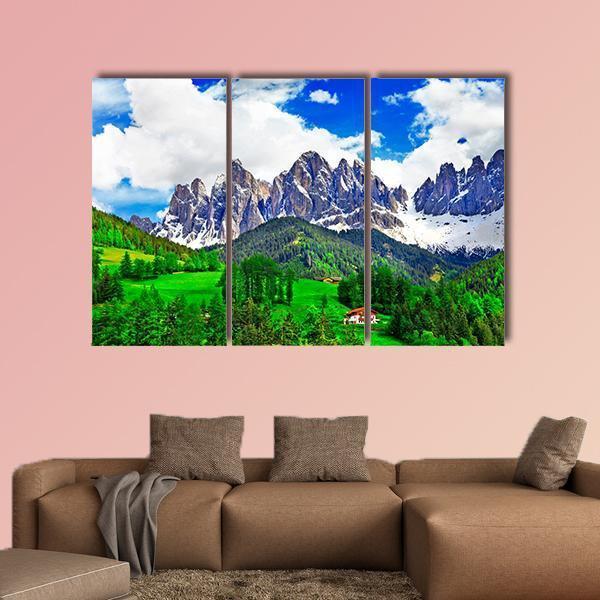 Alpine Scenery Dolomites In Italy Canvas Wall Art-3 Horizontal-Gallery Wrap-37" x 24"-Tiaracle