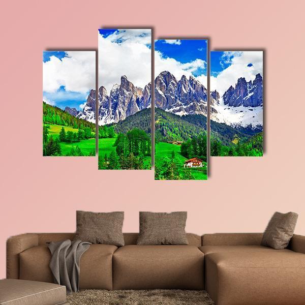 Alpine Scenery Dolomites In Italy Canvas Wall Art-4 Pop-Gallery Wrap-50" x 32"-Tiaracle