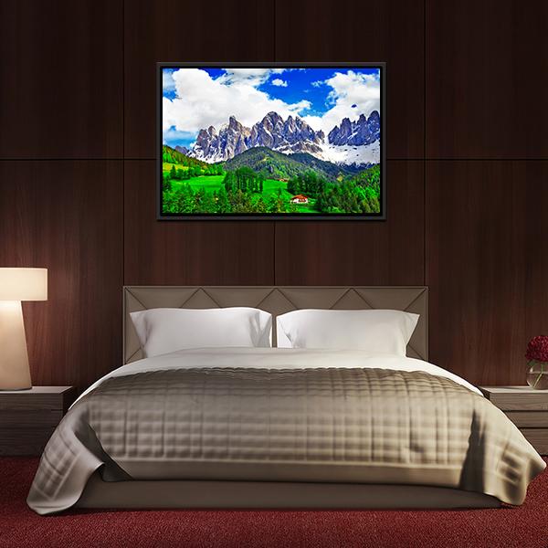 Alpine Scenery Dolomites In Italy Canvas Wall Art-3 Horizontal-Gallery Wrap-25" x 16"-Tiaracle