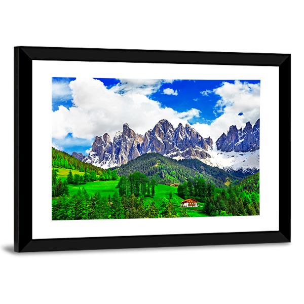 Alpine Scenery Dolomites In Italy Canvas Wall Art-3 Horizontal-Gallery Wrap-25" x 16"-Tiaracle