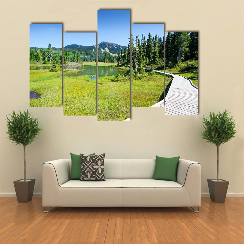 Alpine Trail In Canada Canvas Wall Art-5 Pop-Gallery Wrap-47&quot; x 32&quot;-Tiaracle