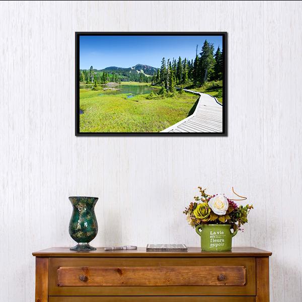 Alpine Trail In Canada Canvas Wall Art-1 Piece-Floating Frame-24" x 16"-Tiaracle