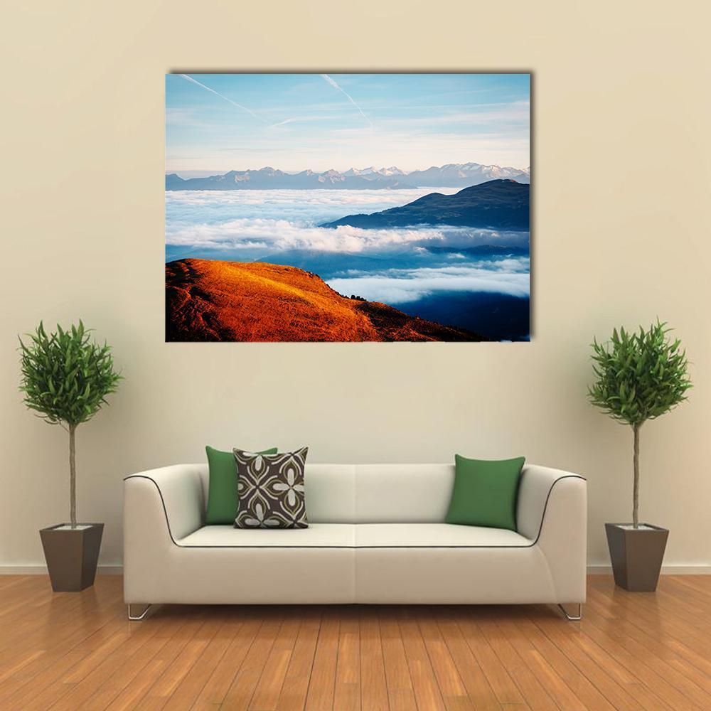Alpine Valley In Sunlight Canvas Wall Art-1 Piece-Gallery Wrap-48" x 32"-Tiaracle