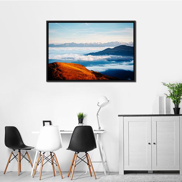 Alpine Valley In Sunlight Canvas Wall Art-1 Piece-Floating Frame-24" x 16"-Tiaracle