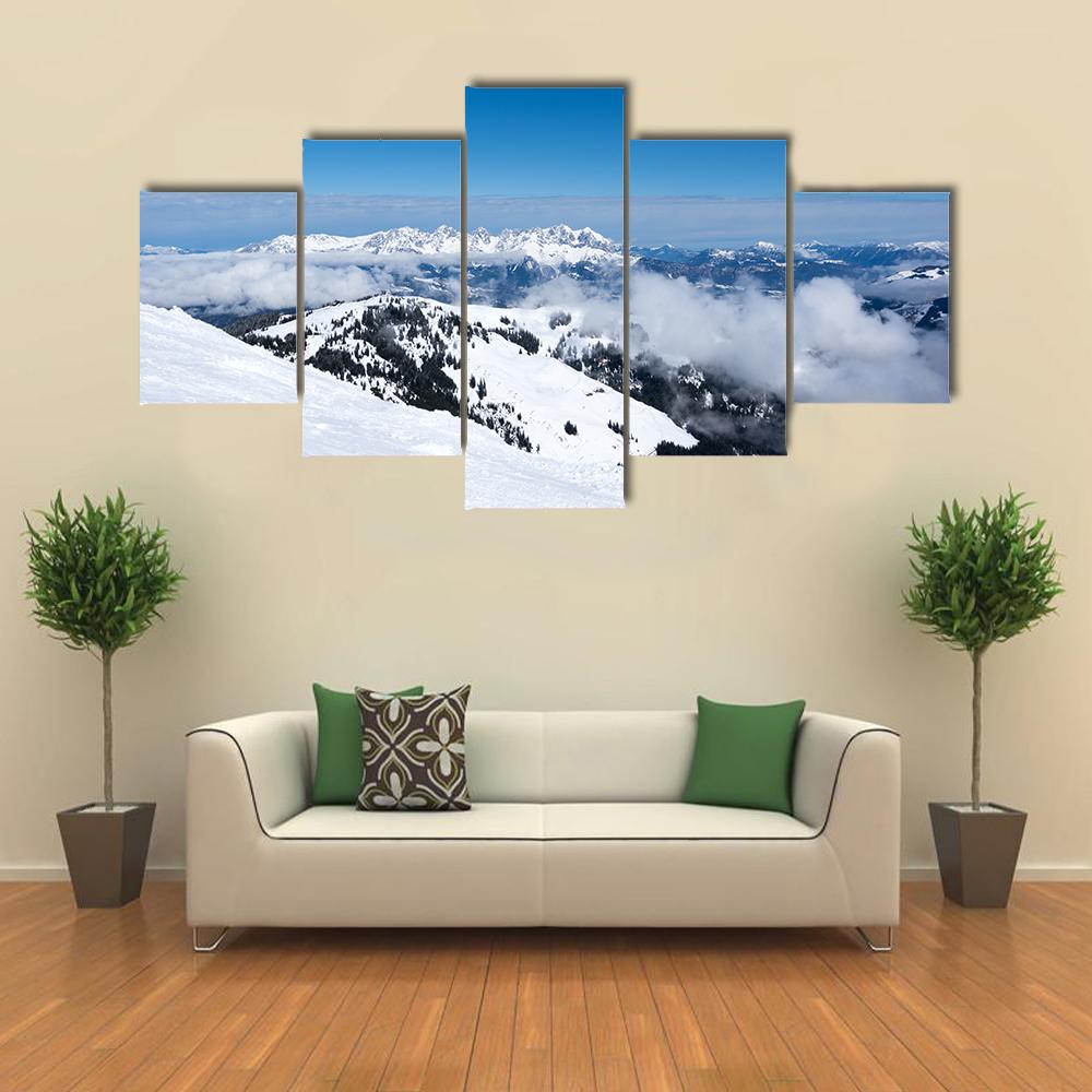 Alps From Mountain Austria Canvas Wall Art-5 Star-Gallery Wrap-42" x 21"-Tiaracle