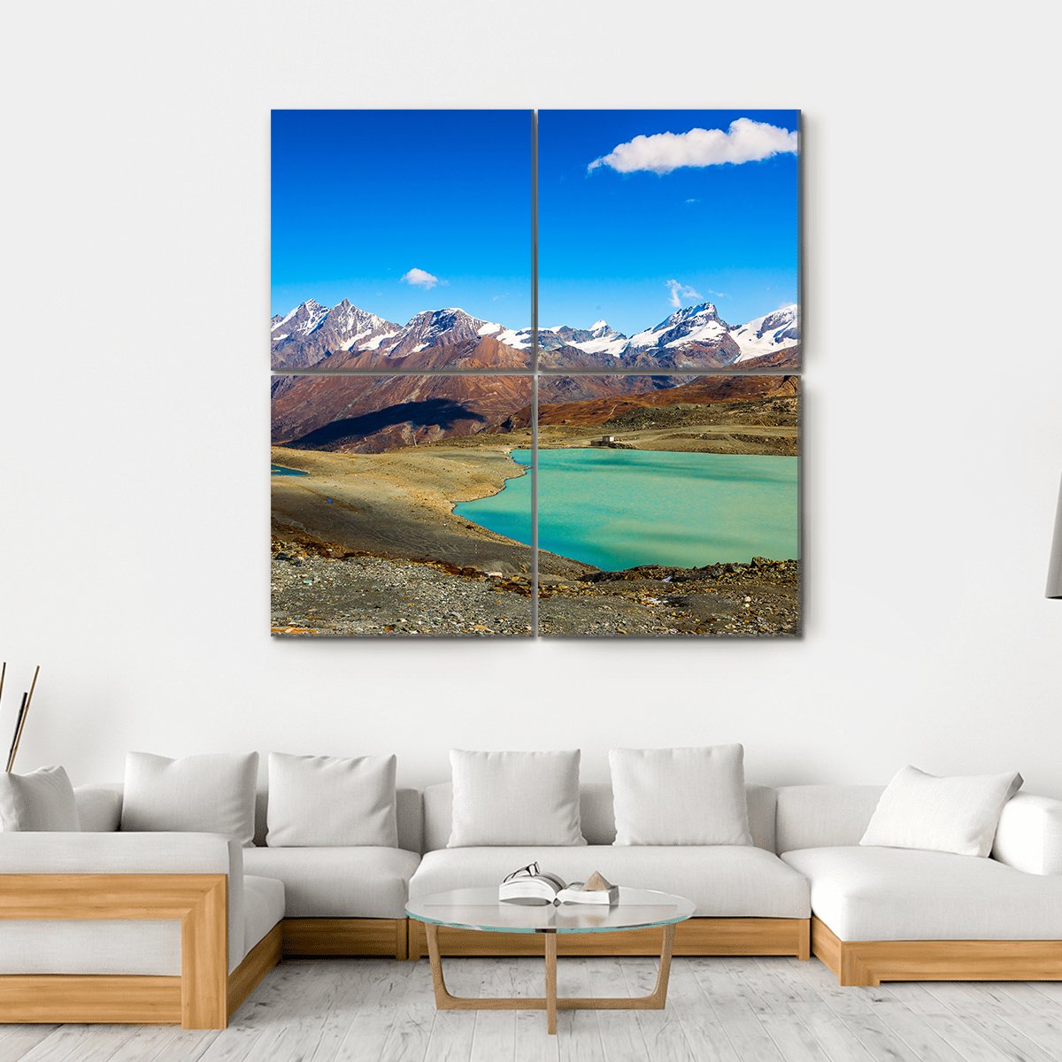 Alps Mountain Landscape Canvas Wall Art-4 Square-Gallery Wrap-17" x 17"-Tiaracle