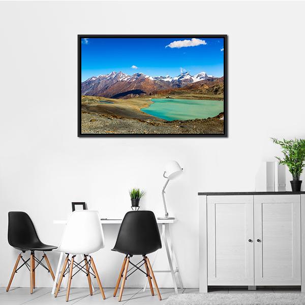 Alps Mountain Landscape Canvas Wall Art-1 Piece-Floating Frame-24" x 16"-Tiaracle