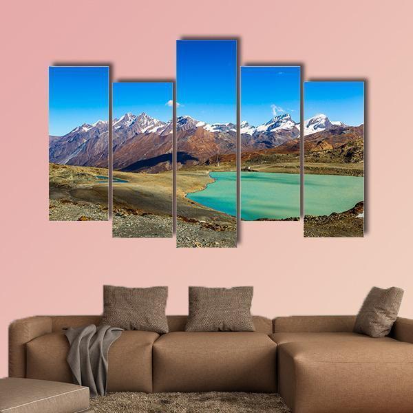 Alps Mountain Landscape Canvas Wall Art-5 Pop-Gallery Wrap-47&quot; x 32&quot;-Tiaracle