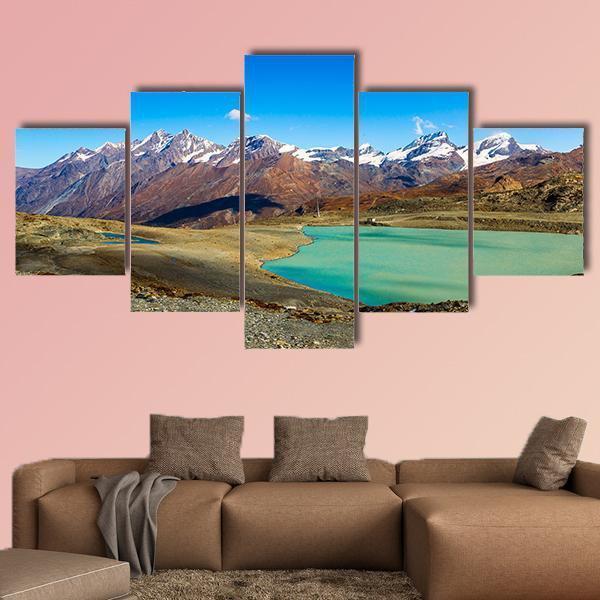 Alps Mountain Landscape Canvas Wall Art-5 Star-Gallery Wrap-62&quot; x 32&quot;-Tiaracle