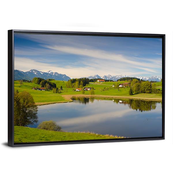 Alps Mountains In Bavaria Canvas Wall Art-3 Horizontal-Gallery Wrap-25" x 16"-Tiaracle