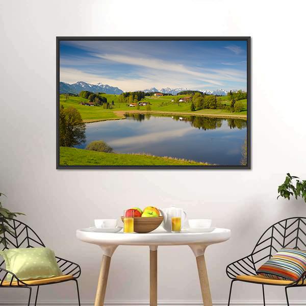 Alps Mountains In Bavaria Canvas Wall Art-3 Horizontal-Gallery Wrap-25" x 16"-Tiaracle