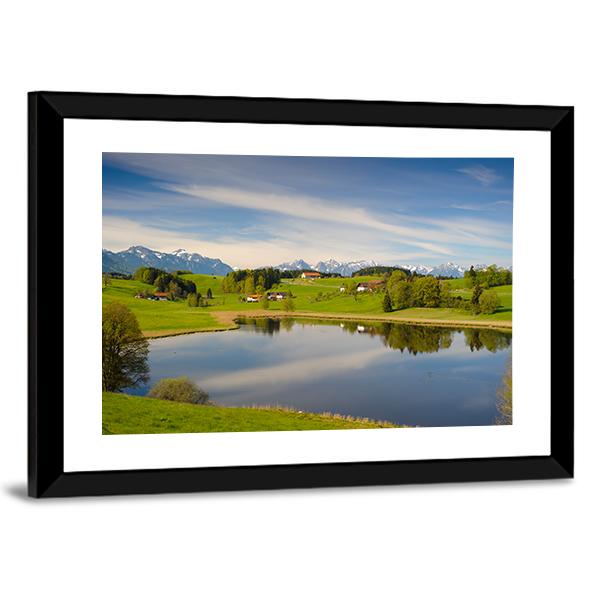 Alps Mountains In Bavaria Canvas Wall Art-3 Horizontal-Gallery Wrap-25" x 16"-Tiaracle