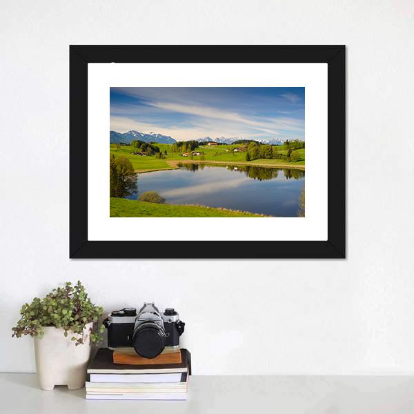 Alps Mountains In Bavaria Canvas Wall Art-1 Piece-Framed Print-20" x 16"-Tiaracle