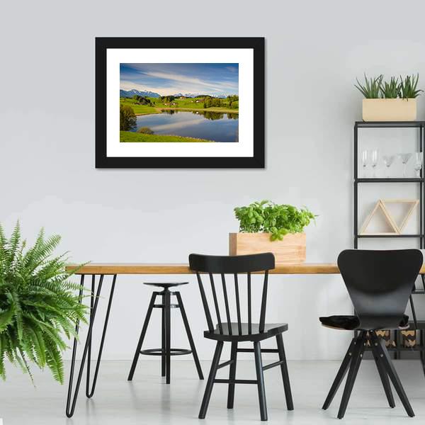 Alps Mountains In Bavaria Canvas Wall Art-3 Horizontal-Gallery Wrap-25" x 16"-Tiaracle