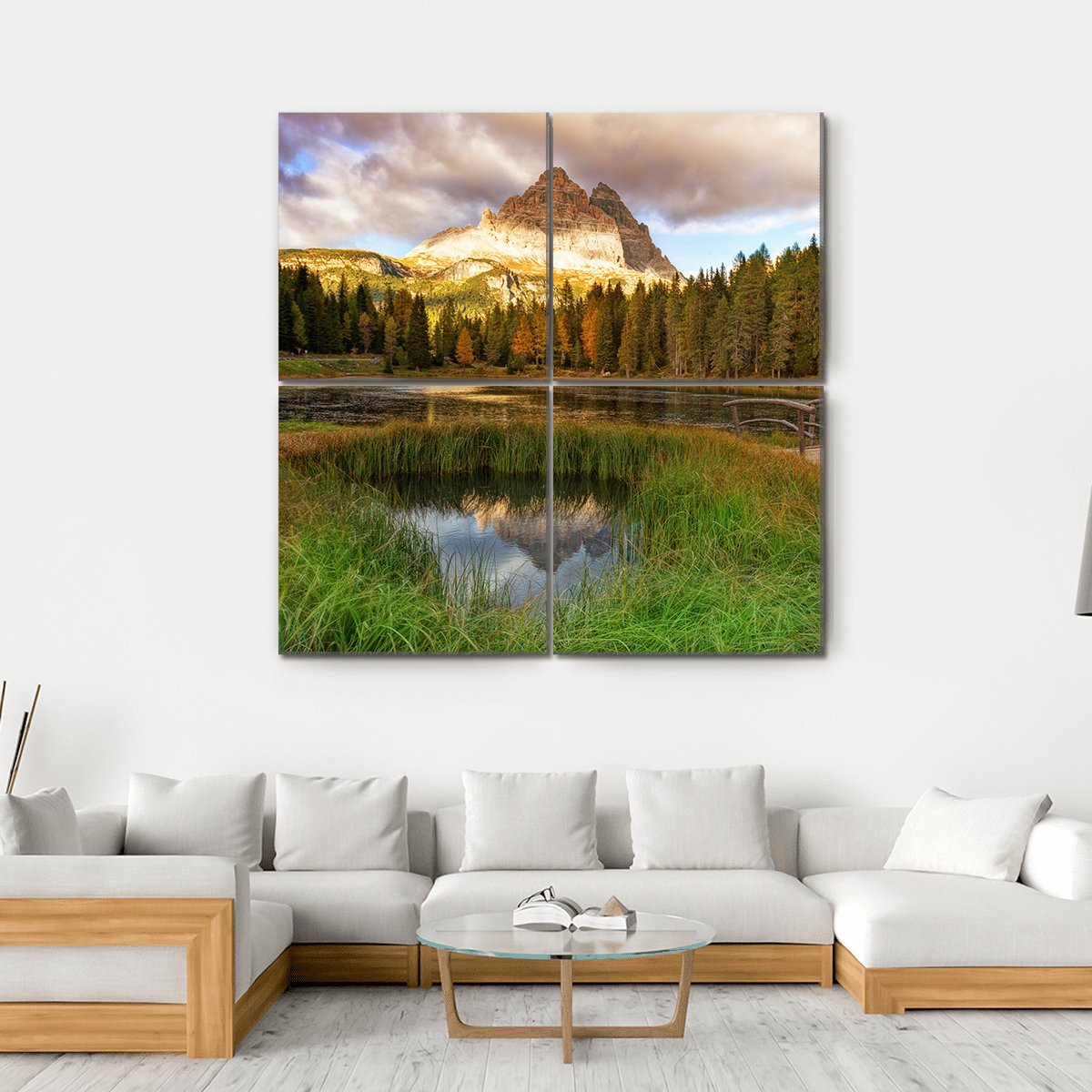 Alps Peak Reflection In Lake Canvas Wall Art-4 Square-Gallery Wrap-17" x 17"-Tiaracle