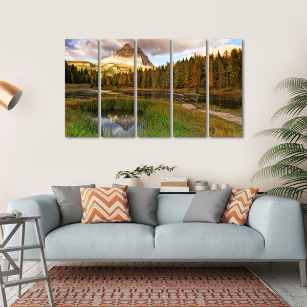 Alps Peak Reflection In Lake Canvas Wall Art-5 Horizontal-Gallery Wrap-22" x 12"-Tiaracle