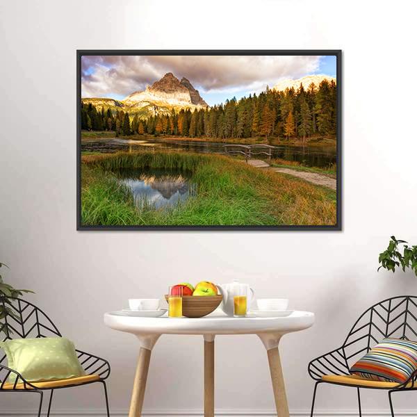 Alps Peak Reflection In Lake Canvas Wall Art-3 Horizontal-Gallery Wrap-25" x 16"-Tiaracle