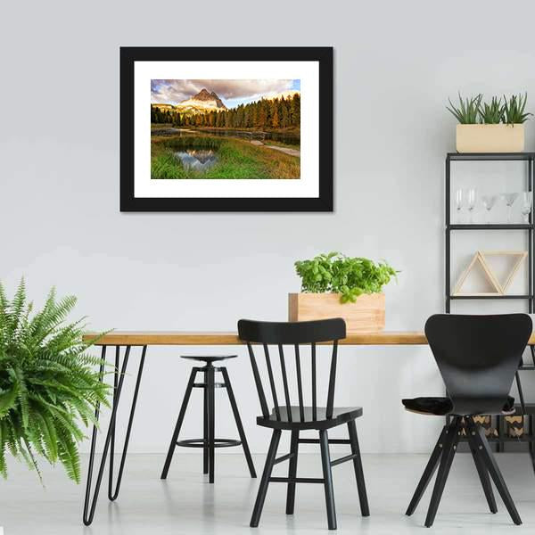 Alps Peak Reflection In Lake Canvas Wall Art-3 Horizontal-Gallery Wrap-25" x 16"-Tiaracle