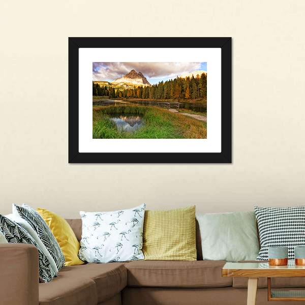 Alps Peak Reflection In Lake Canvas Wall Art-3 Horizontal-Gallery Wrap-25" x 16"-Tiaracle