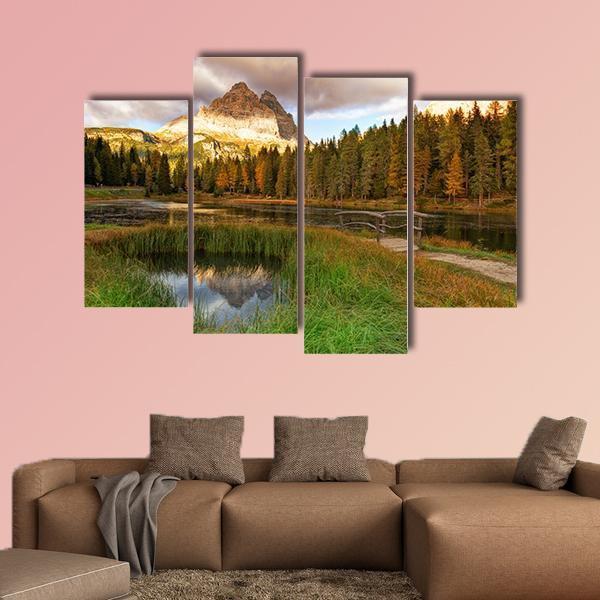 Alps Peak Reflection In Lake Canvas Wall Art-4 Pop-Gallery Wrap-50" x 32"-Tiaracle