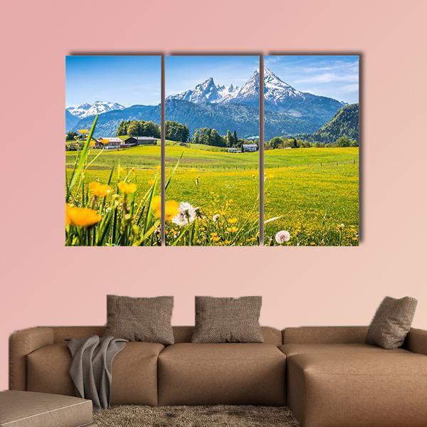 Alps With Meadows Canvas Wall Art-3 Horizontal-Gallery Wrap-25" x 16"-Tiaracle