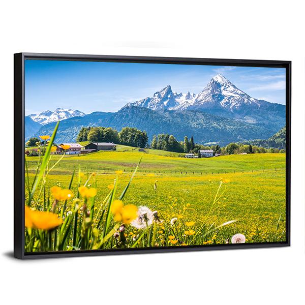 Alps With Meadows Canvas Wall Art-3 Horizontal-Gallery Wrap-25" x 16"-Tiaracle